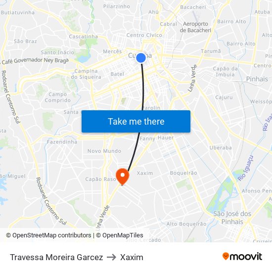 Travessa Moreira Garcez to Xaxim map