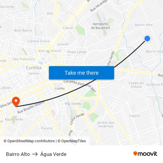 Bairro Alto to Água Verde map