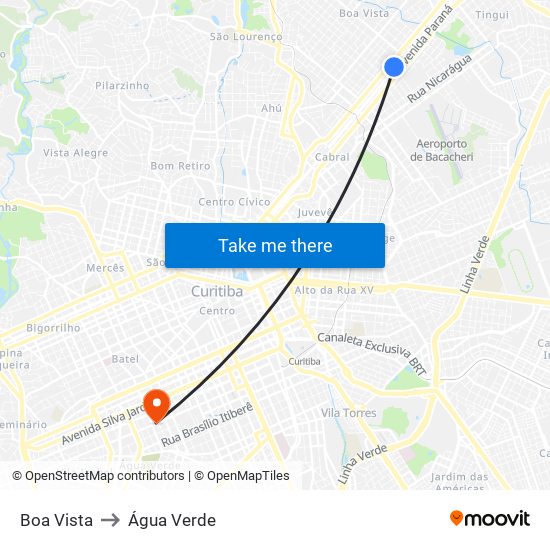 Boa Vista to Água Verde map