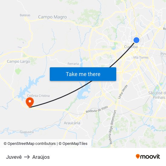 Juvevê to Araújos map
