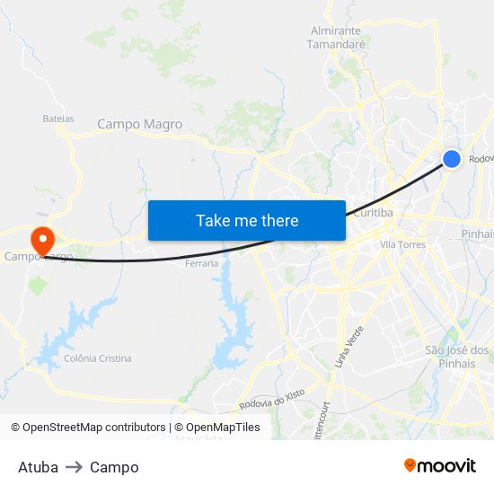 Atuba to Campo map