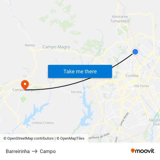 Barreirinha to Campo map
