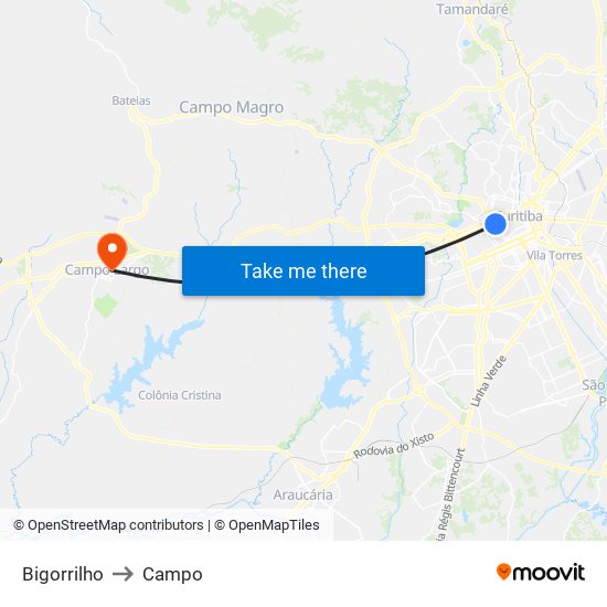 Bigorrilho to Campo map