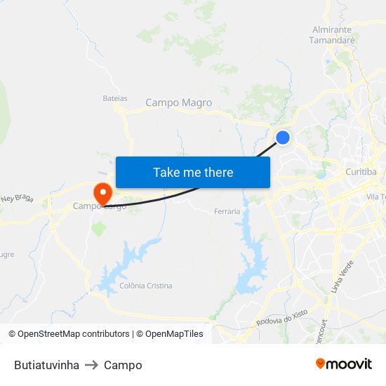 Butiatuvinha to Campo map