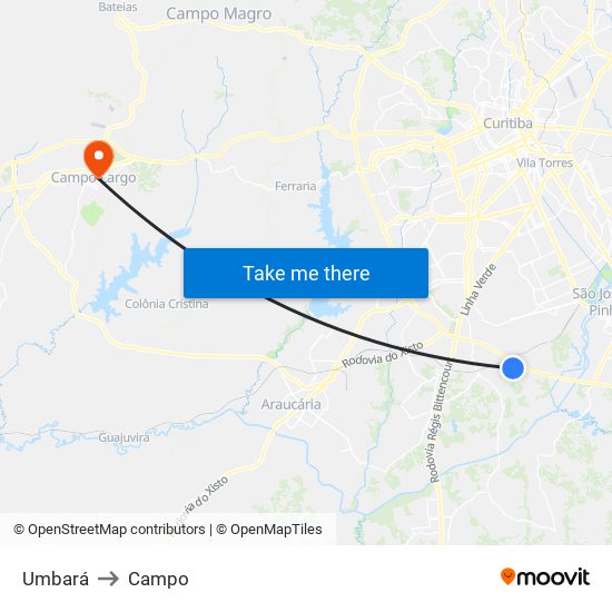 Umbará to Campo map