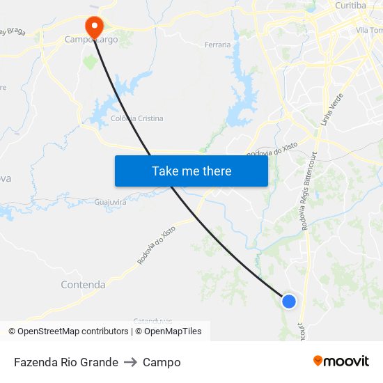 Fazenda Rio Grande to Campo map