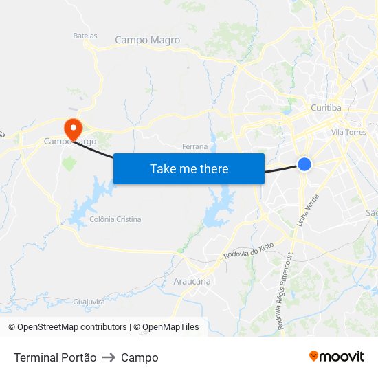 Terminal Portão to Campo map