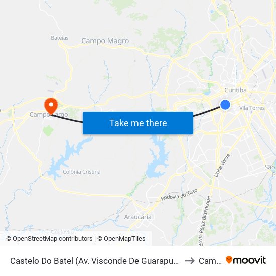 Castelo Do Batel (Av. Visconde De Guarapuava, 4610) to Campo map