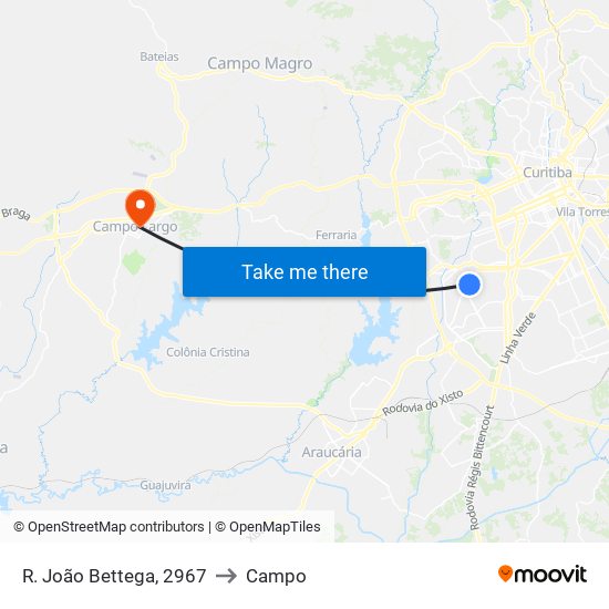R. João Bettega, 2967 to Campo map