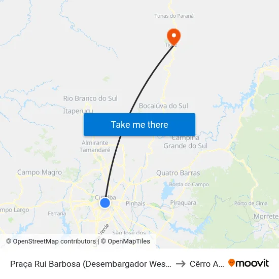 Praça Rui Barbosa (Desembargador Westphalen) to Cêrro Azul map