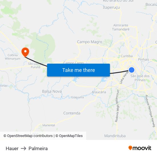 Hauer to Palmeira map