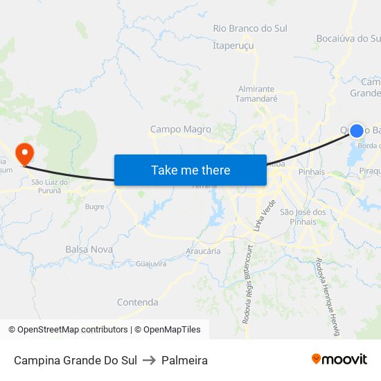 Campina Grande Do Sul to Palmeira map