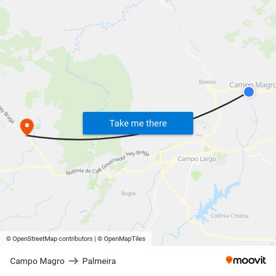 Campo Magro to Palmeira map