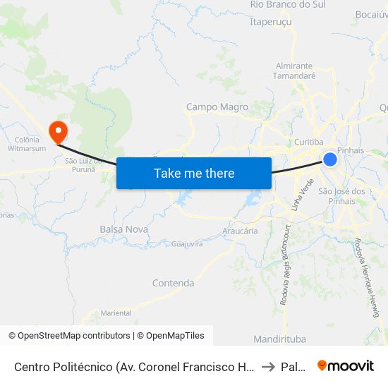 Centro Politécnico (Av. Coronel Francisco Heráclito Dos Santos, 400) to Palmeira map