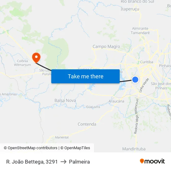 R. João Bettega, 3291 to Palmeira map