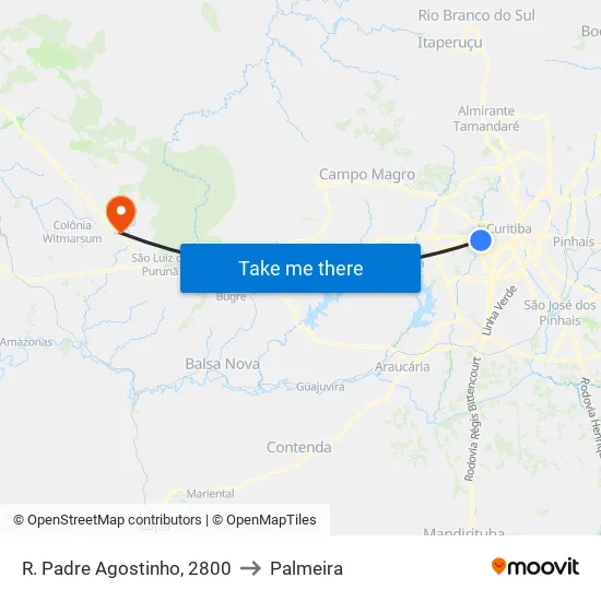 R. Padre Agostinho, 2800 to Palmeira map