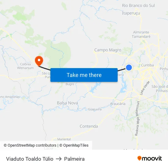 Marginal da Rod. BR-277, 4200 to Palmeira map