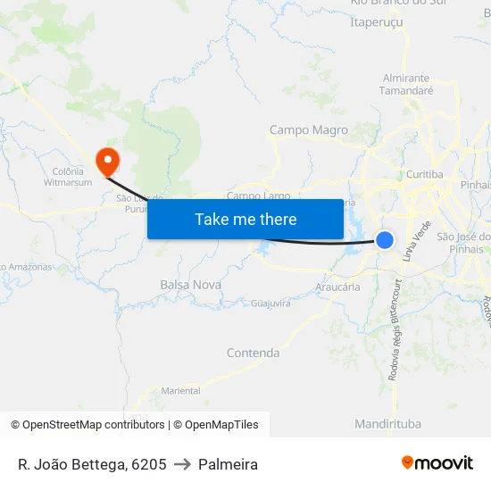 R. João Bettega, 6205 to Palmeira map