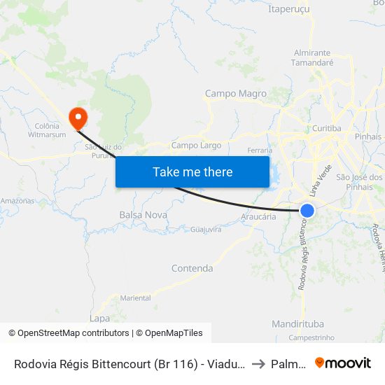 Rodovia Régis Bittencourt (Br 116) - Viaduto Pompéia to Palmeira map