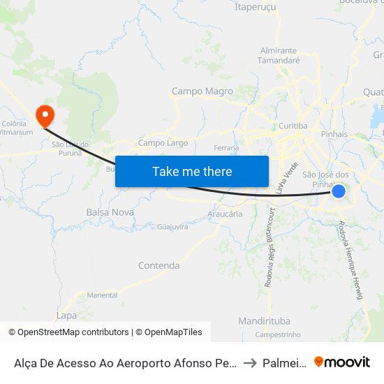 Alça De Acesso Ao Aeroporto Afonso Pena to Palmeira map