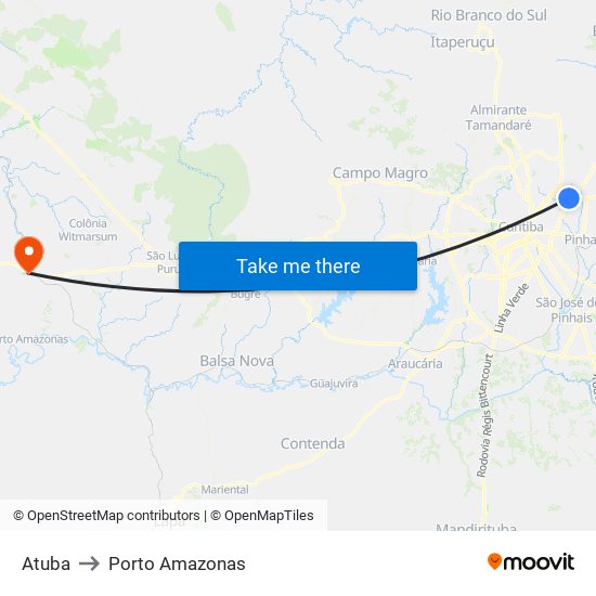 Atuba to Porto Amazonas map