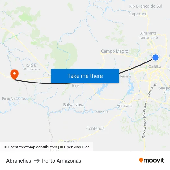 Abranches to Porto Amazonas map