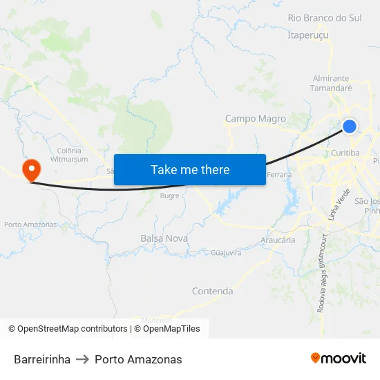 Barreirinha to Porto Amazonas map