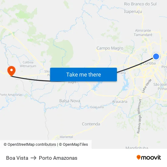 Boa Vista to Porto Amazonas map