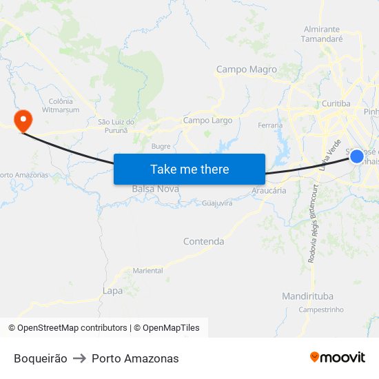 Boqueirão to Porto Amazonas map