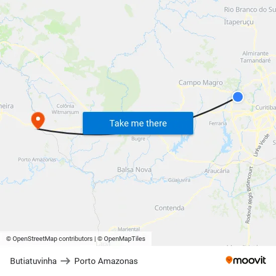 Butiatuvinha to Porto Amazonas map
