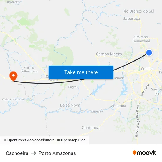Cachoeira to Porto Amazonas map