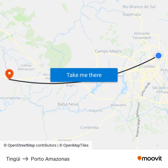 Tingüi to Porto Amazonas map