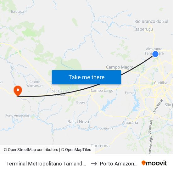 Terminal Metropolitano Tamandaré to Porto Amazonas map