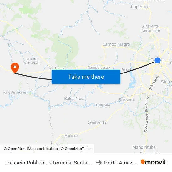 Passeio Público to Porto Amazonas map