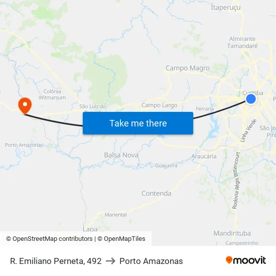 R. Emiliano Perneta, 492 to Porto Amazonas map