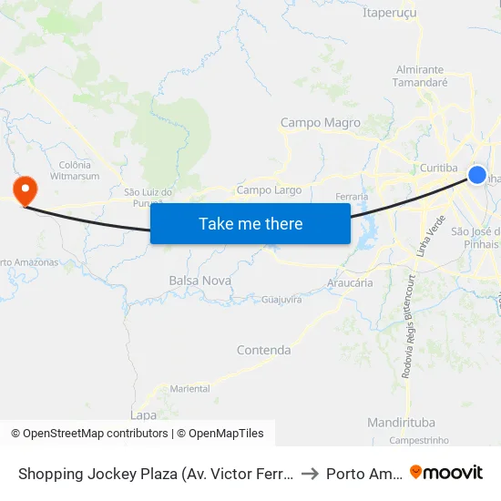 Av. Victor Ferreira do Amaral, 2482 - Shopping Jockey Plaza to Porto Amazonas map