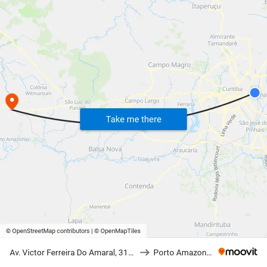 Av. Victor Ferreira do Amaral, 3261 to Porto Amazonas map