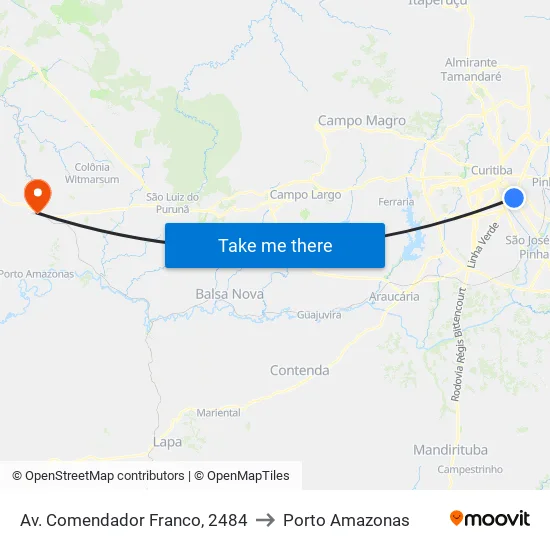 Av. Comendador Franco, 2484 to Porto Amazonas map