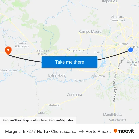 Marginal Norte da Rod. BR 277, 738 to Porto Amazonas map