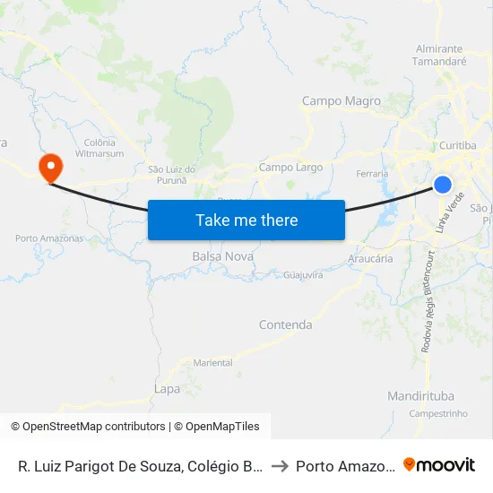 R. Luiz Parigot De Souza, 100 to Porto Amazonas map