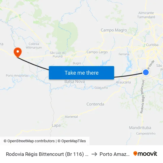 Rod. BR-476, 21330 to Porto Amazonas map