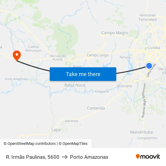 R. Irmãs Paulinas, 5600 to Porto Amazonas map