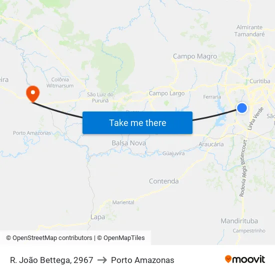 R. João Bettega, 2967 to Porto Amazonas map