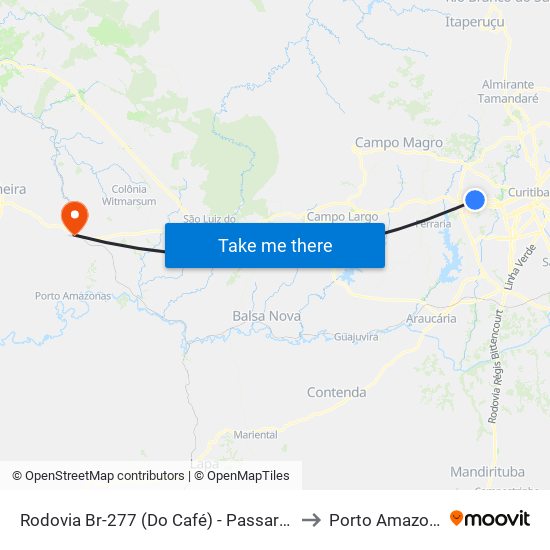 Rodovia Br-277 (Do Café) - Passarela Brf to Porto Amazonas map