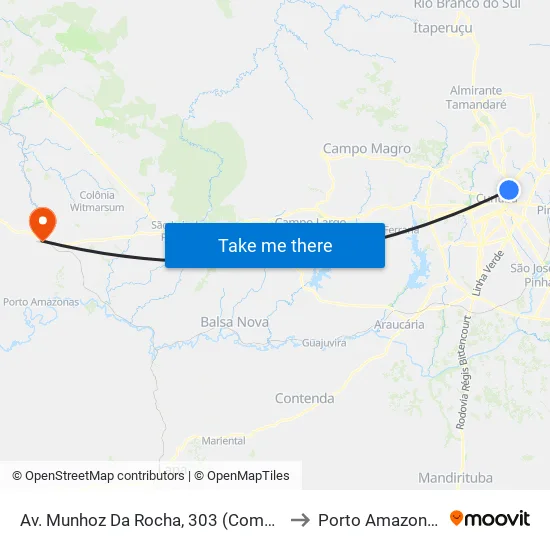 Av. Munhoz da Rocha, 303 to Porto Amazonas map