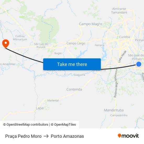 Praça Pedro Moro to Porto Amazonas map