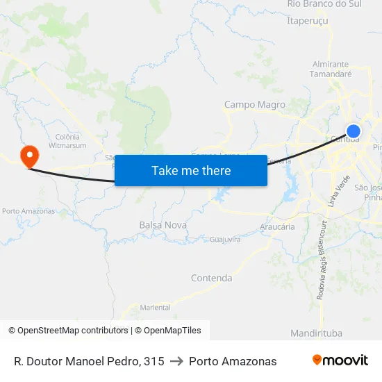 R. Doutor Manoel Pedro, 300 to Porto Amazonas map