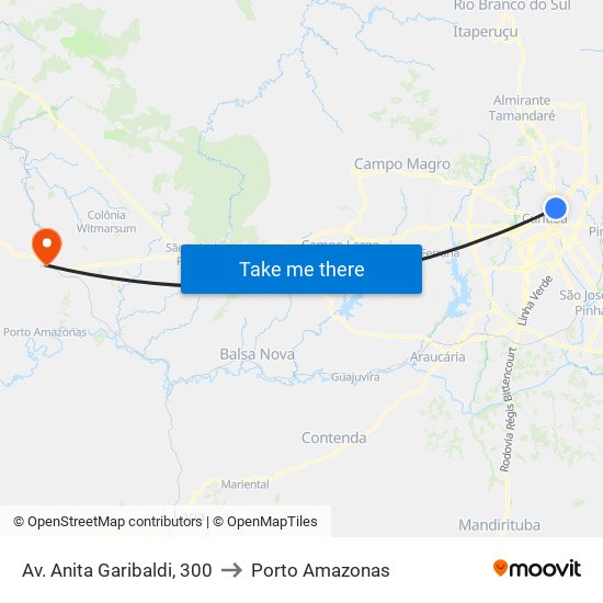 Av. Anita Garibaldi, 300 to Porto Amazonas map