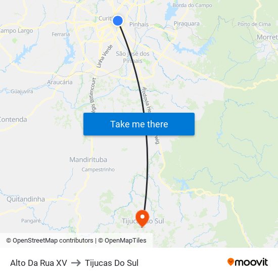 Alto Da Rua XV to Tijucas Do Sul map