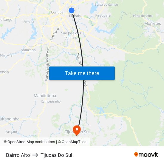 Bairro Alto to Tijucas Do Sul map